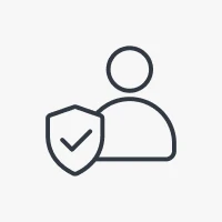 Profile symbol with checkmark shield